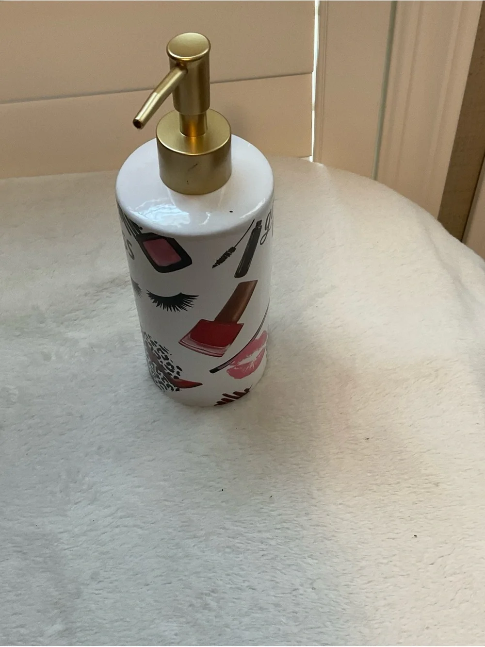 Girl Boss Gold & White Ceramic Dispenser - Decorative Lotion or Soap Pump